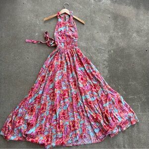 Abel the Label Anthropologie Rumi Maxi Halter Dress XS Colorful Floral